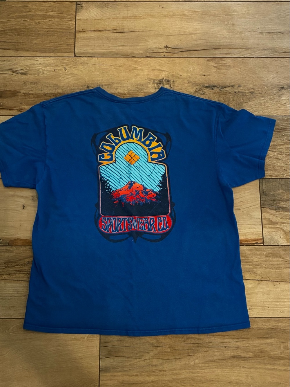 Columbia Blue Short-Sleeve Graphic Tee with Red & Yellow Accents